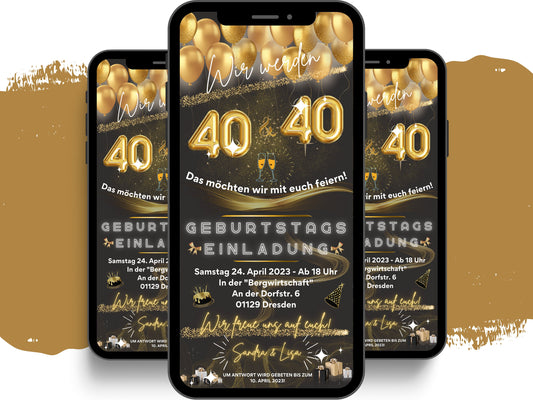 eCARD - Doppelgeburtstag Party Einladungskarte - eCARD4you