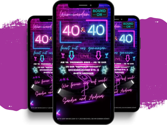 eCARD - Doppelgeburtstag Party Einladungskarte - eCARD4you