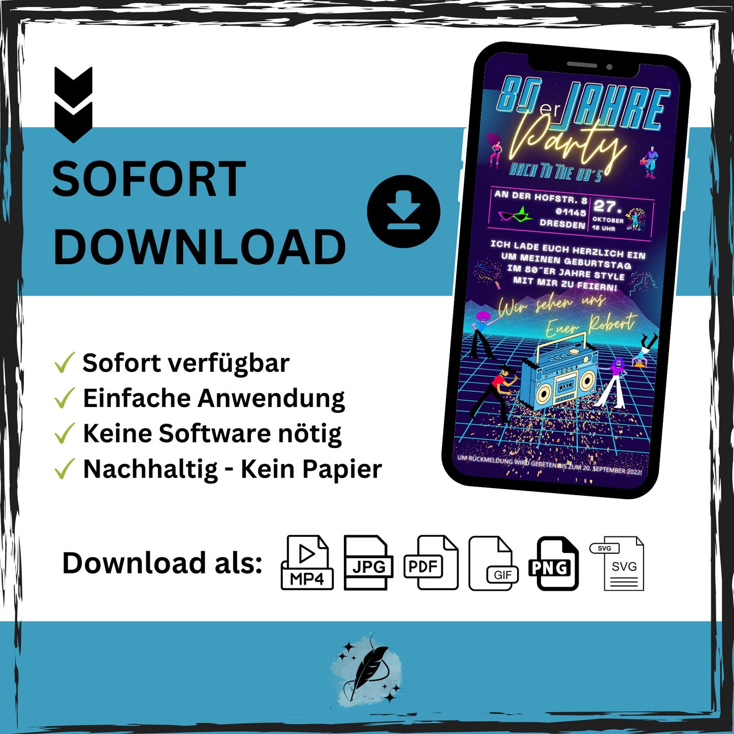 eCARD - 80er Jahre Party Einladungskarte - eCARD4you