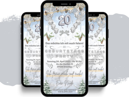 eCARD - Winter Geburtstagsparty Einladungskarte - eCARD4you