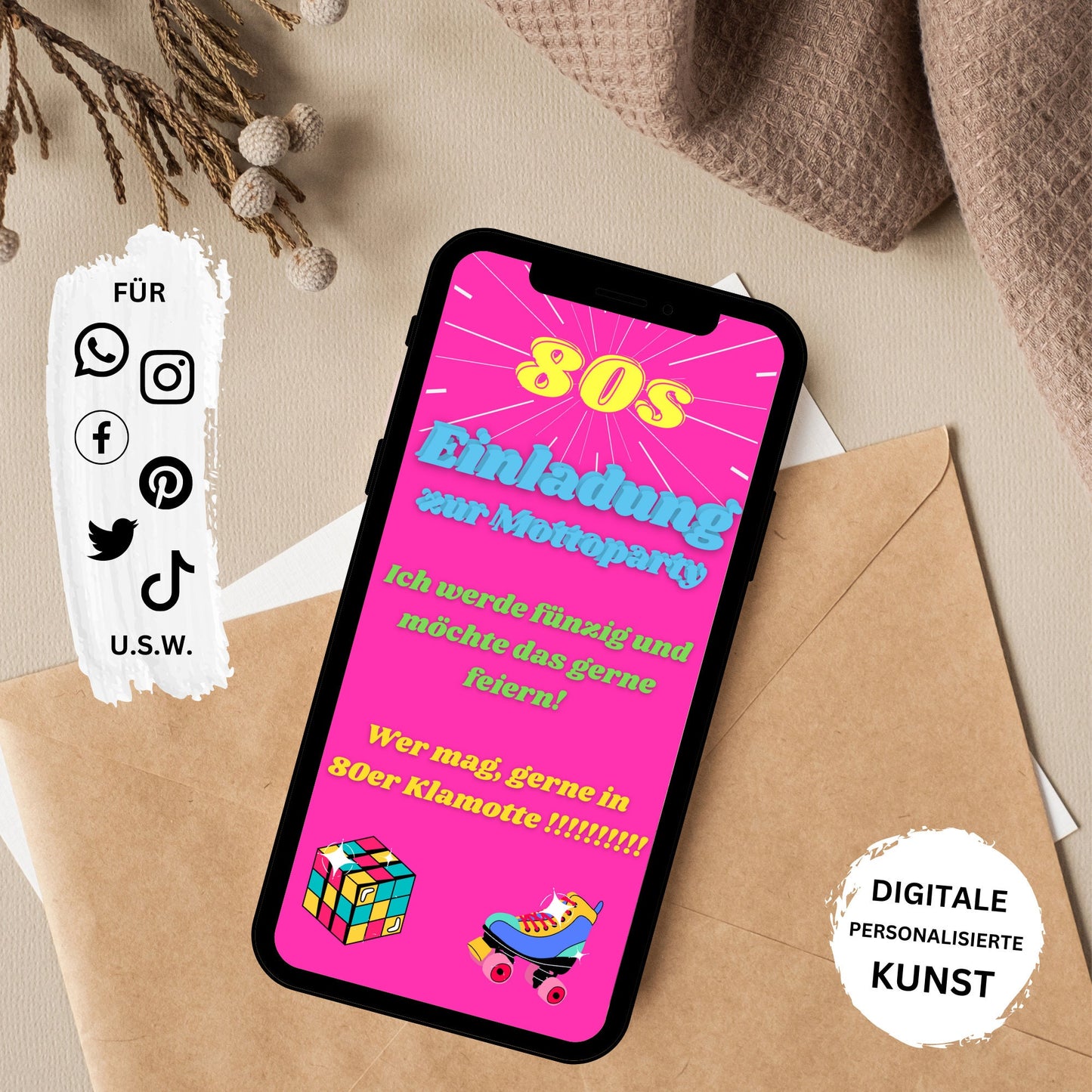 eCARD - 80er 90er Jahre Party Einladungskarte