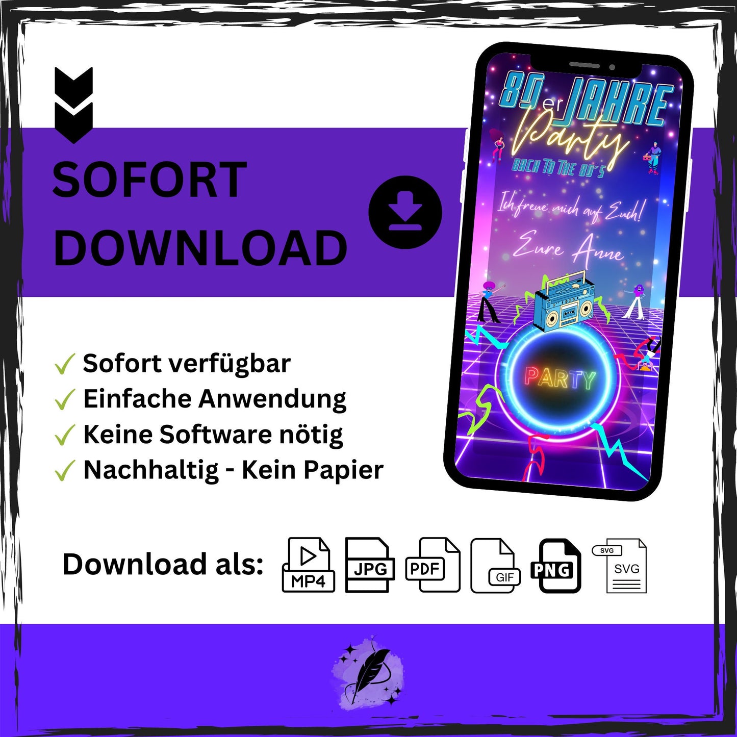 eCARD - 80er 90er Jahre Party Einladungskarte - eCARD4you