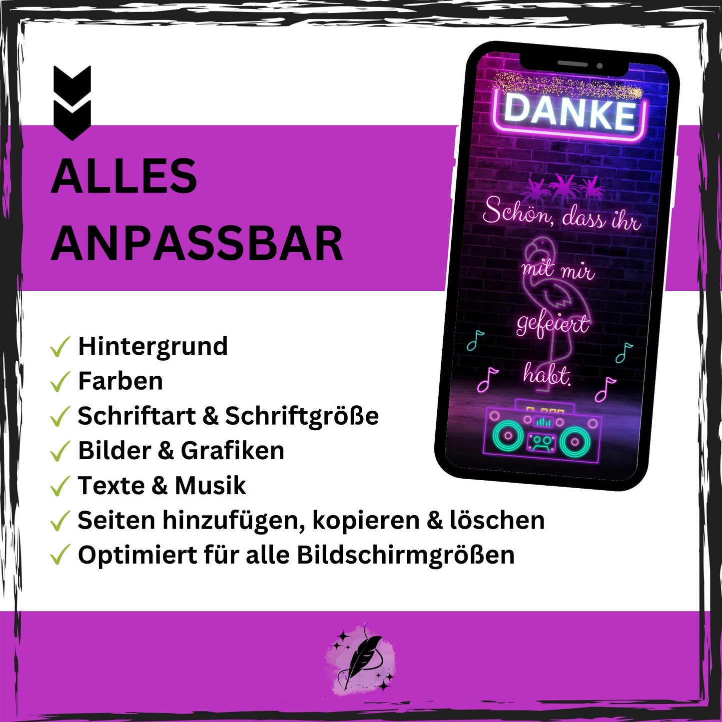 eCARD - Danksagung Geburtstag Neonparty