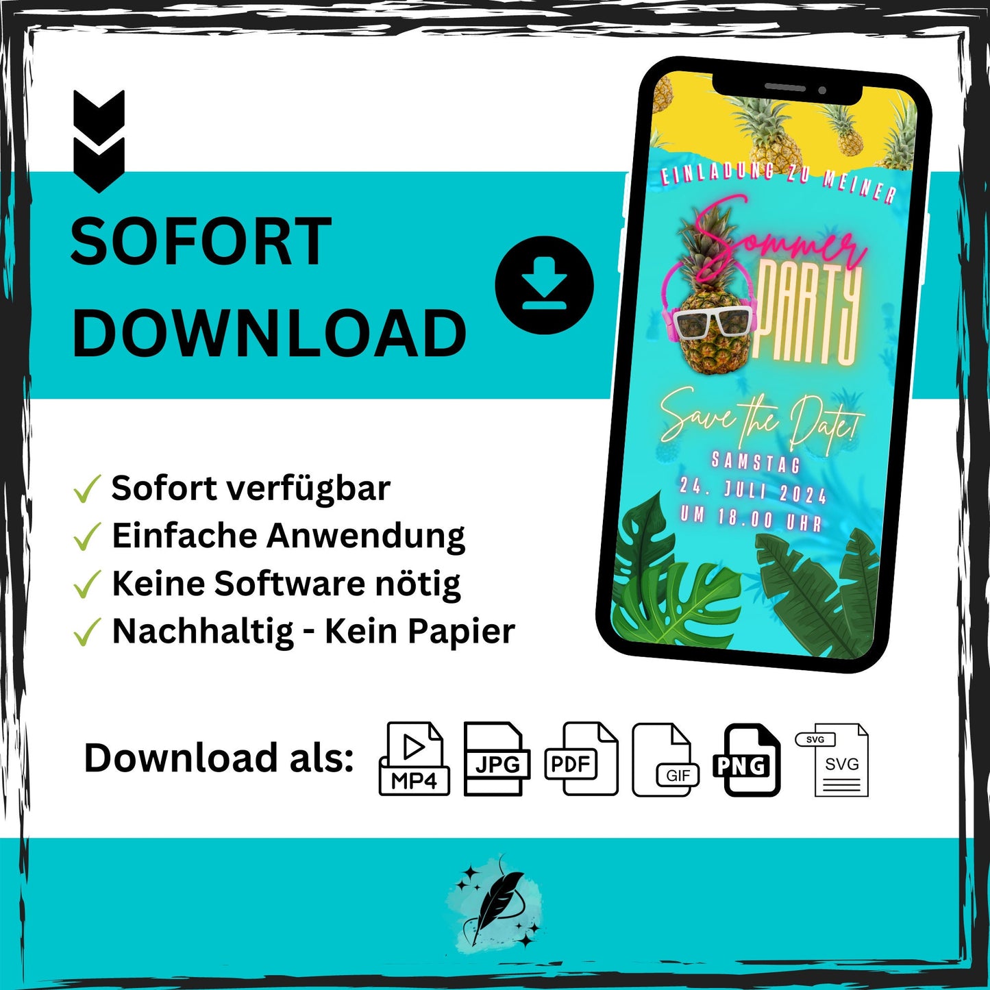 eCARD - Animierte Sommerparty Einladungskarte - eCARD4you
