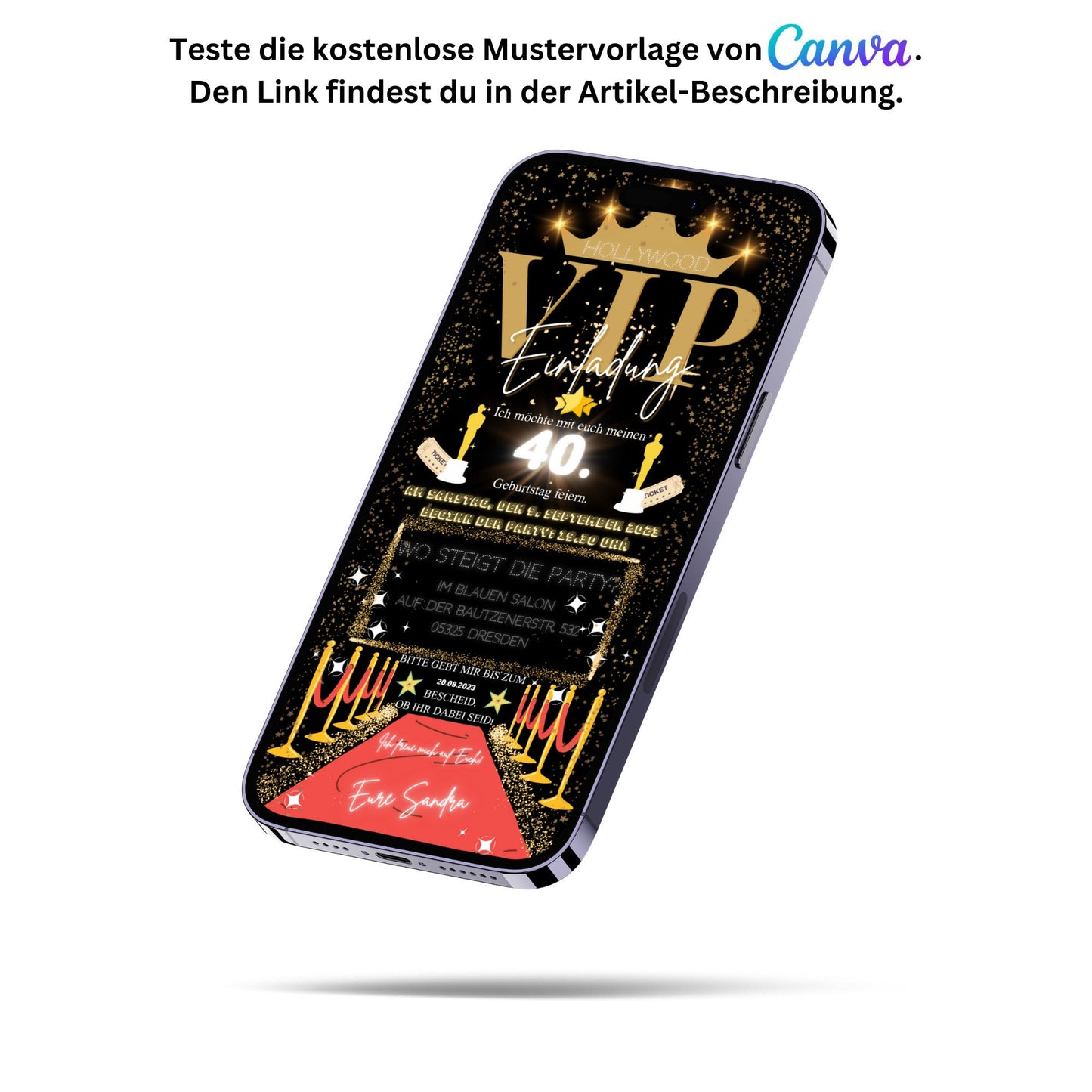 eCARD - Hollywood Einladungskarte Geburtstag - eCARD4you