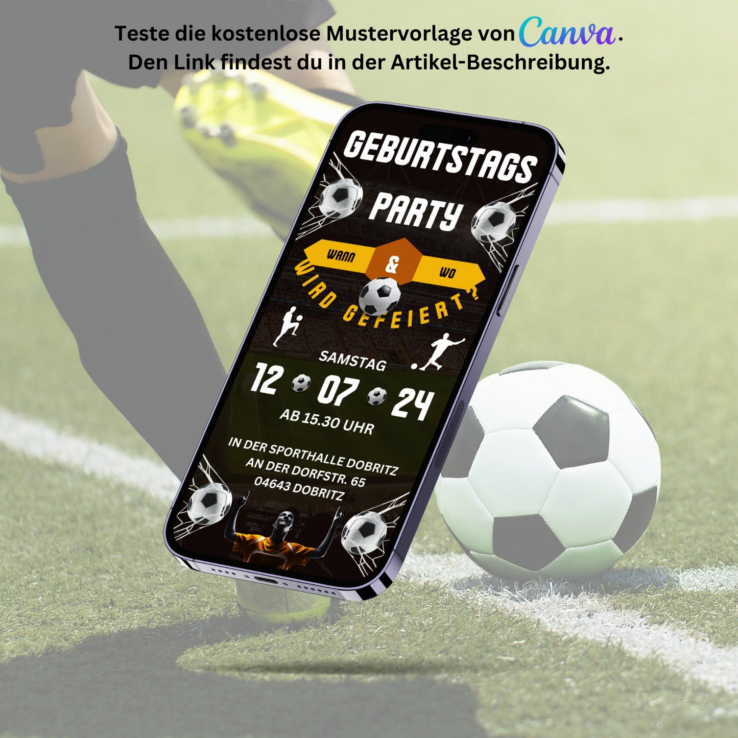 eCARD - Animierte Fußball Soccer Einladungskarte - eCARD4you