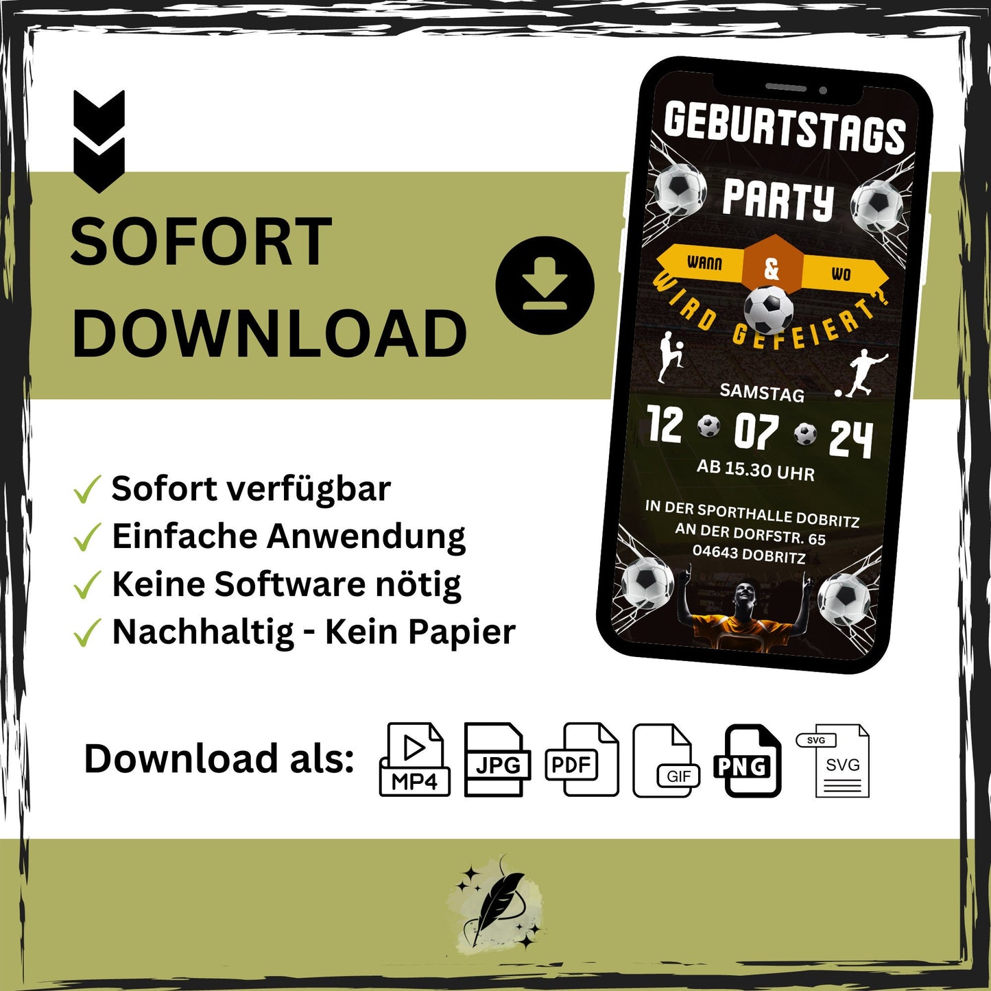 eCARD - Animierte Fußball Soccer Einladungskarte - eCARD4you