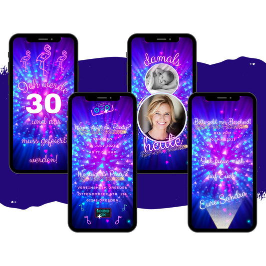 eCARD - Geburtstag Neonparty Einladungskarte - eCARD4you