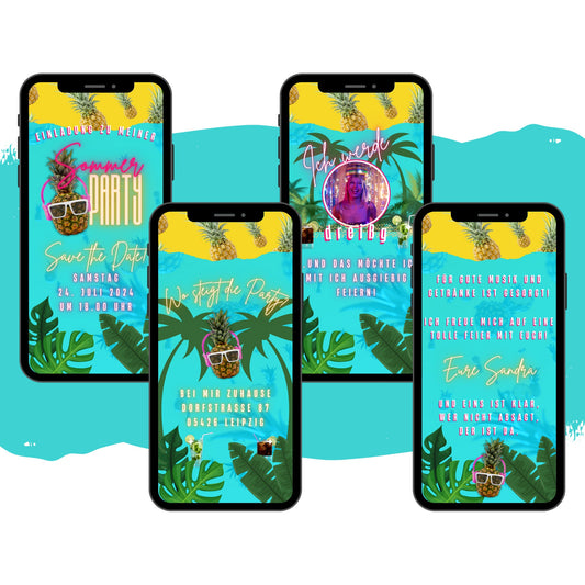 eCARD - Animierte Sommerparty Einladungskarte - eCARD4you