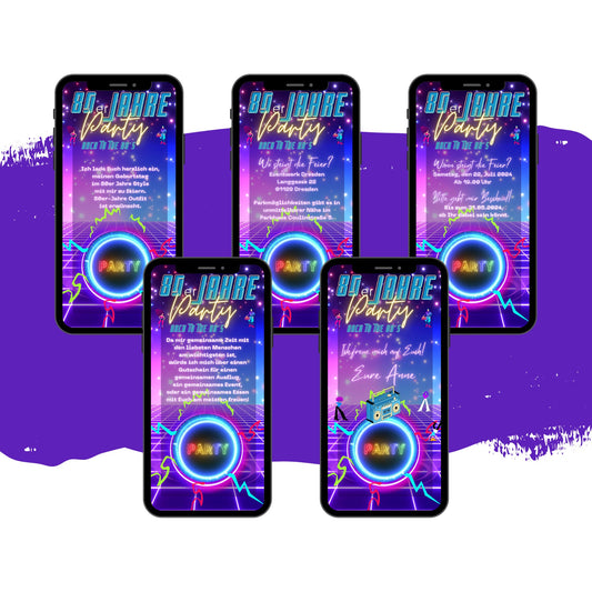 eCARD - 80er 90er Jahre Party Einladungskarte - eCARD4you