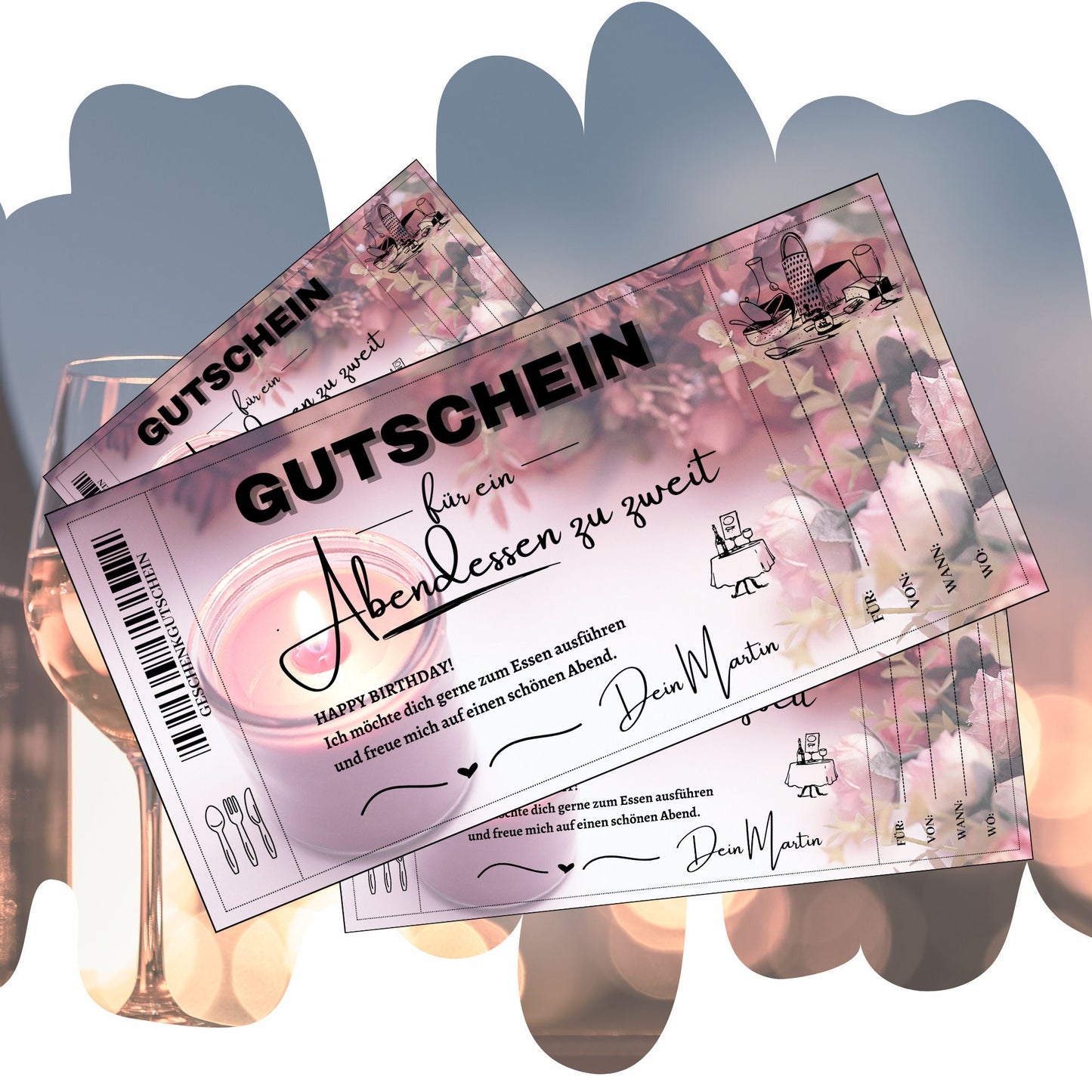 Gutschein - Candle Light Dinner Abendessen - eCARD4you