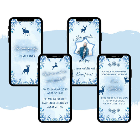 eCARD - Winter Geburtstagsparty Einladungskarte - eCARD4you