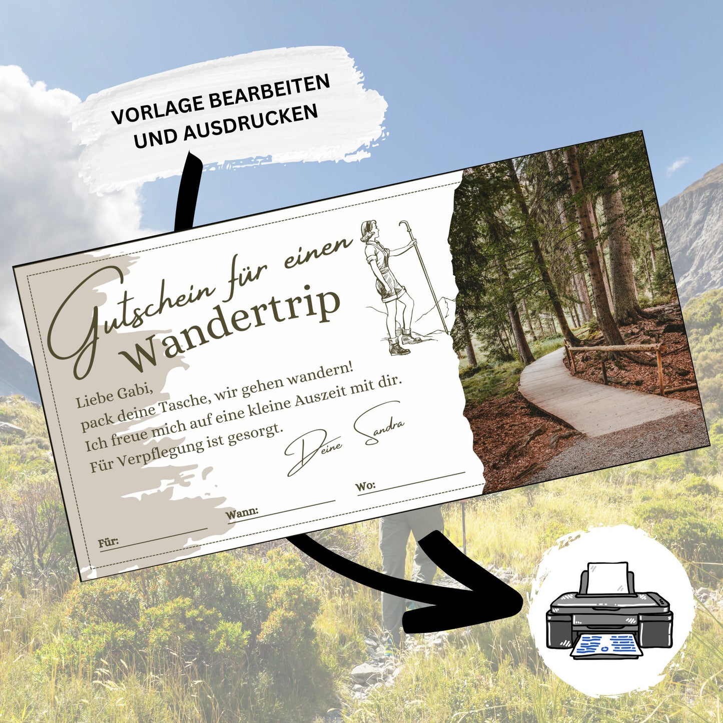 Gutschein - Wandern Wandertrip Ausflug Geschenkgutschein - eCARD4you