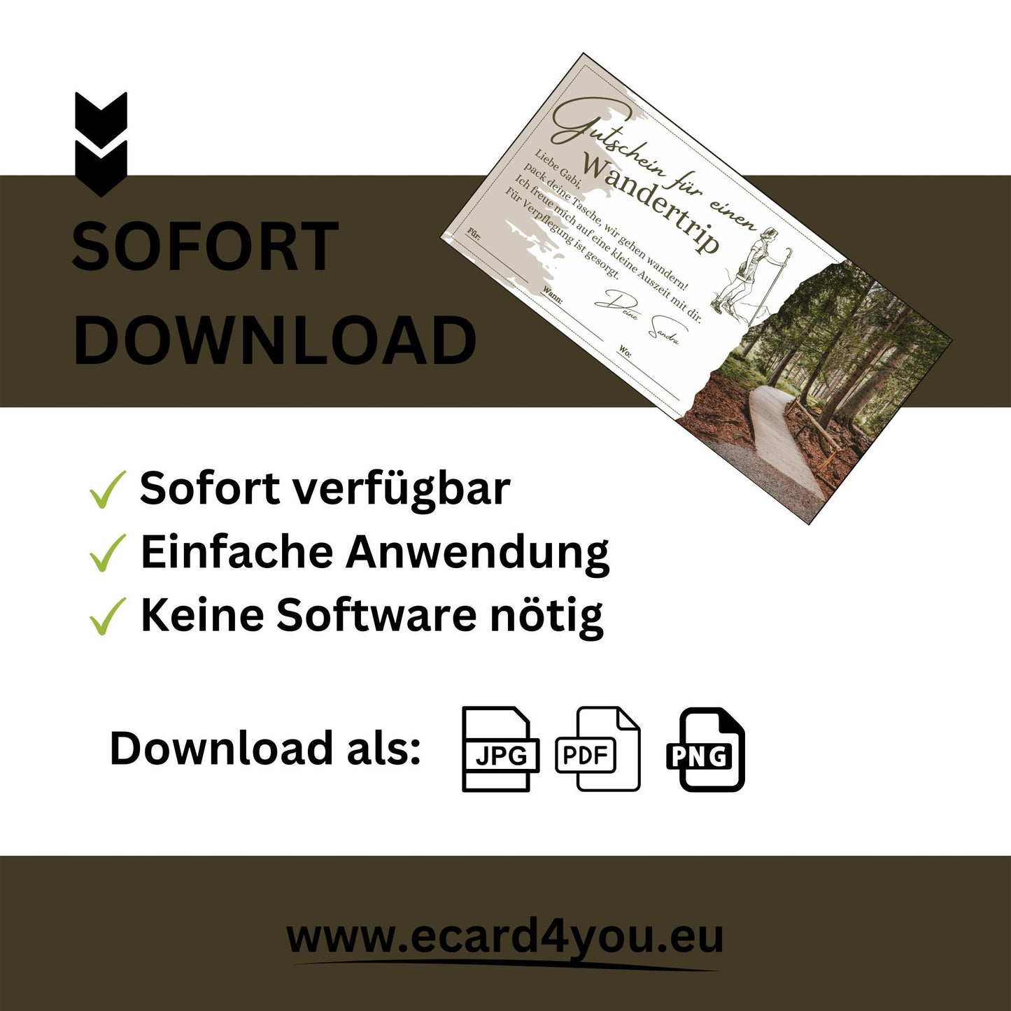 Gutschein - Wandern Wandertrip Ausflug Geschenkgutschein - eCARD4you