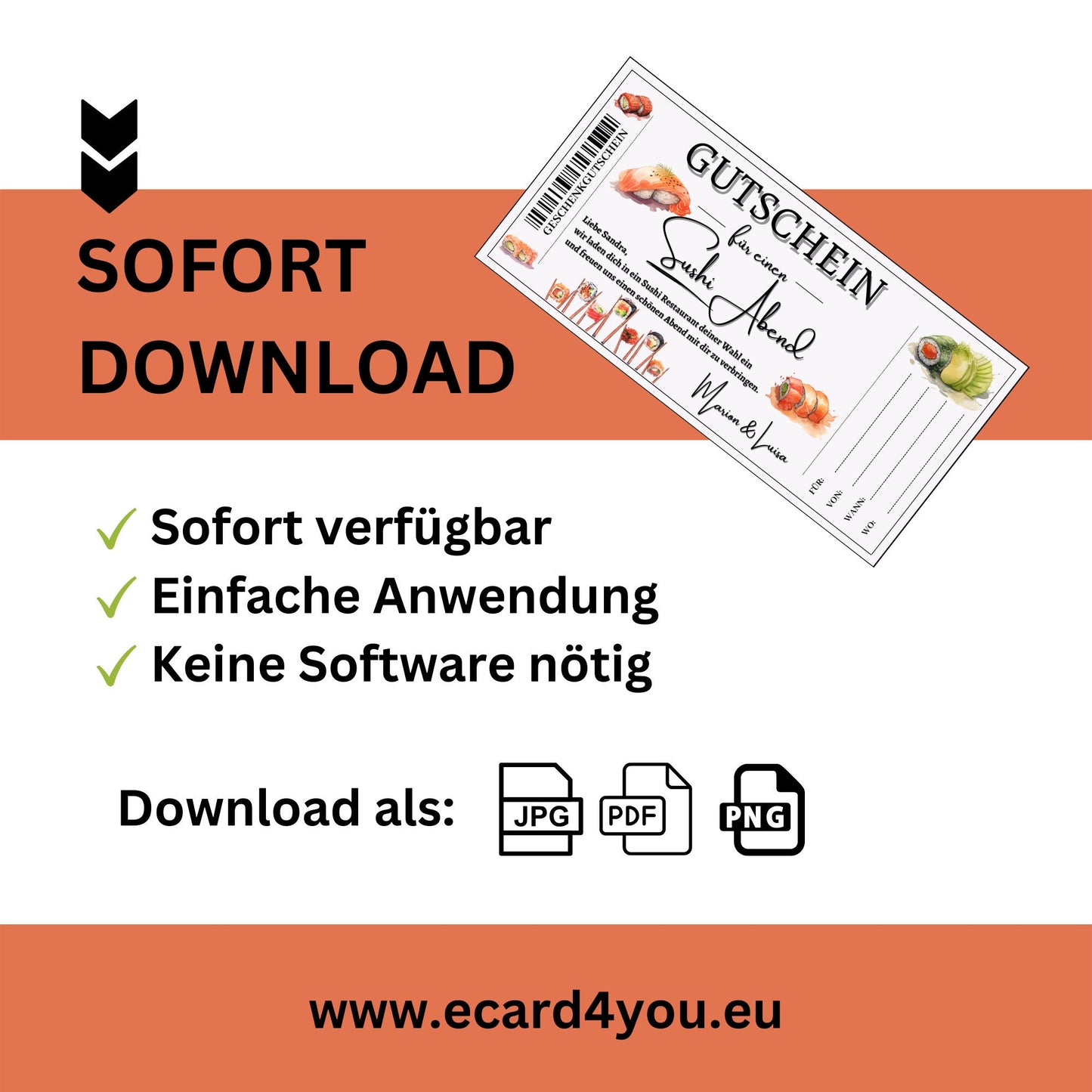 Gutschein - Sushi Essen Geschenkgutschein - eCARD4you