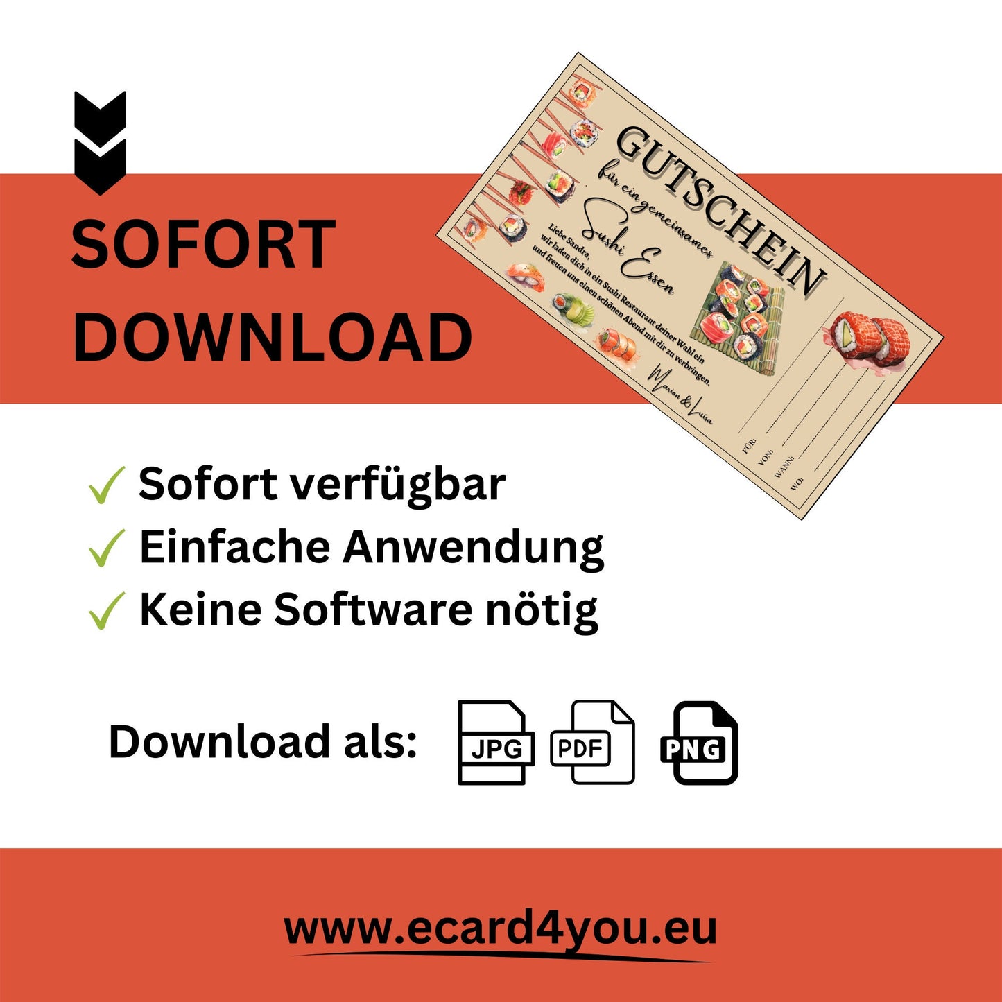 Gutschein - Sushi Essen Geschenkgutschein - eCARD4you