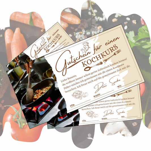 Gutschein - Kochkurs Kochen Geschenkgutschein - eCARD4you