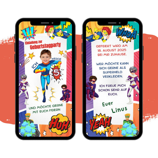 eCARD - Superhelden Einladung Kindergeburtstag - eCARD4you