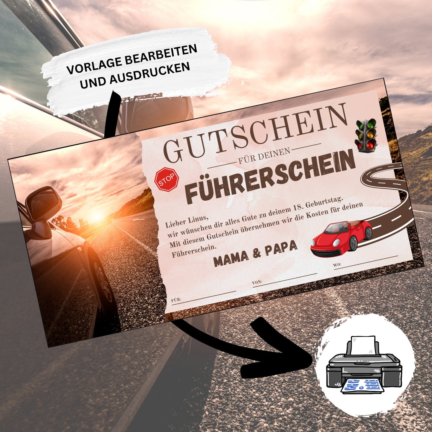 Gutschein - Führerschein Fahrstunden PKW Geschenkgutschein - eCARD4you