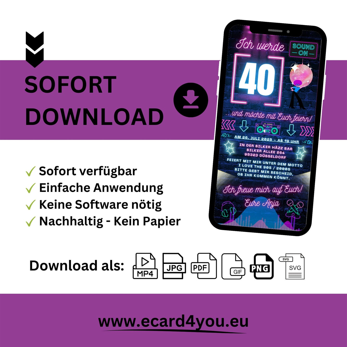 eCARD - Animierte Einladungskarte Geburtstag - eCARD4you