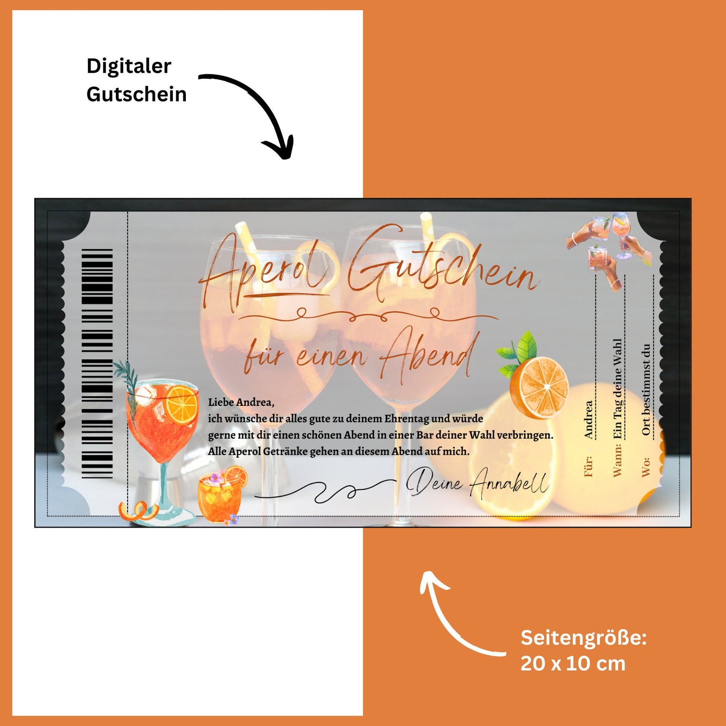 Gutschein - Aperol Cocktail Geschenkgutschein - eCARD4you
