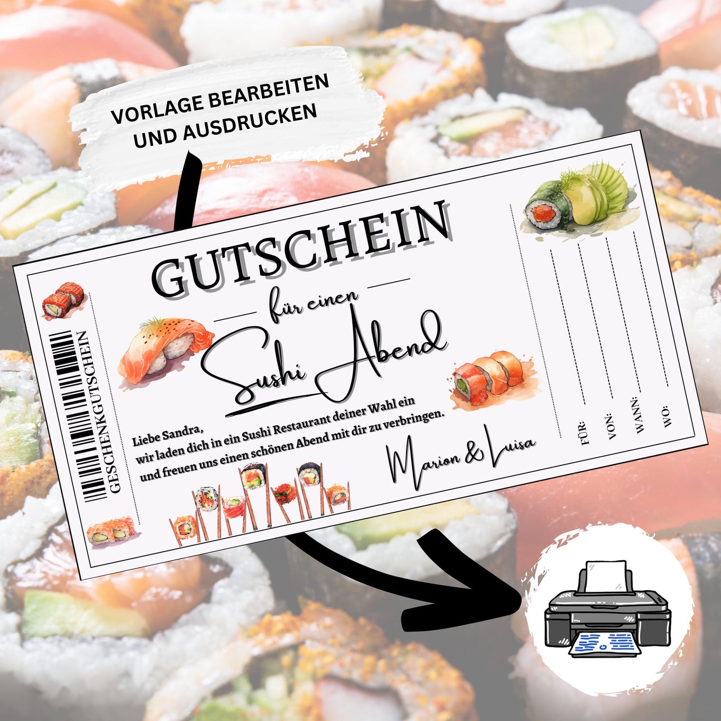 Gutschein - Sushi Essen Geschenkgutschein - eCARD4you