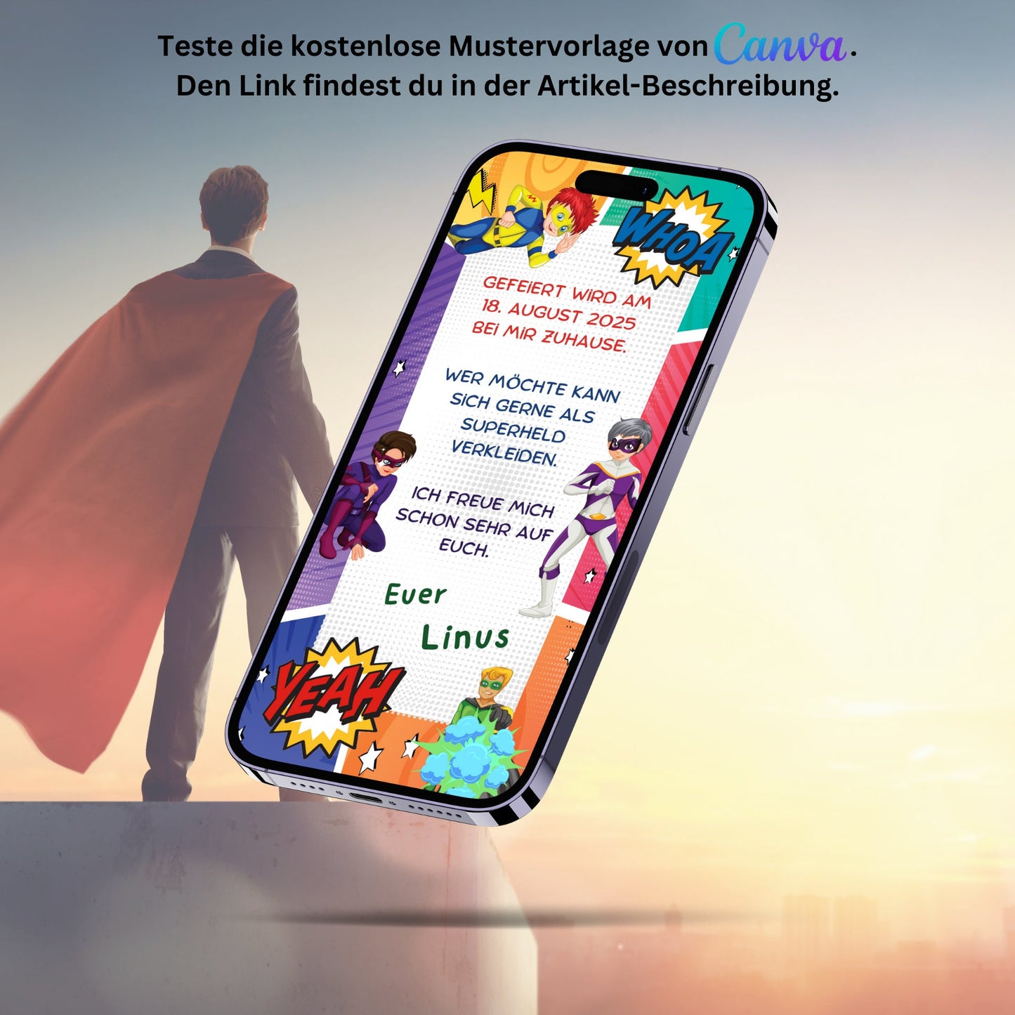 eCARD - Superhelden Einladung Kindergeburtstag - eCARD4you