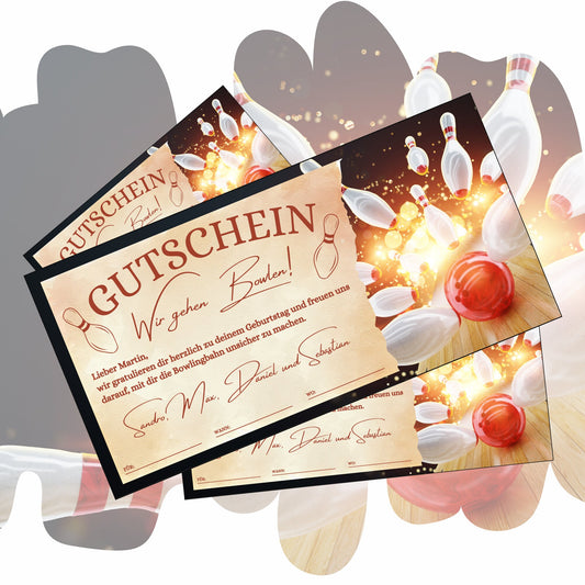 Gutschein - Bowling Kegeln Geschenkgutschein - eCARD4you