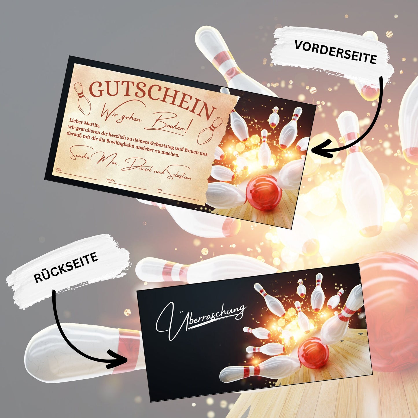 Gutschein - Bowling Kegeln Geschenkgutschein - eCARD4you