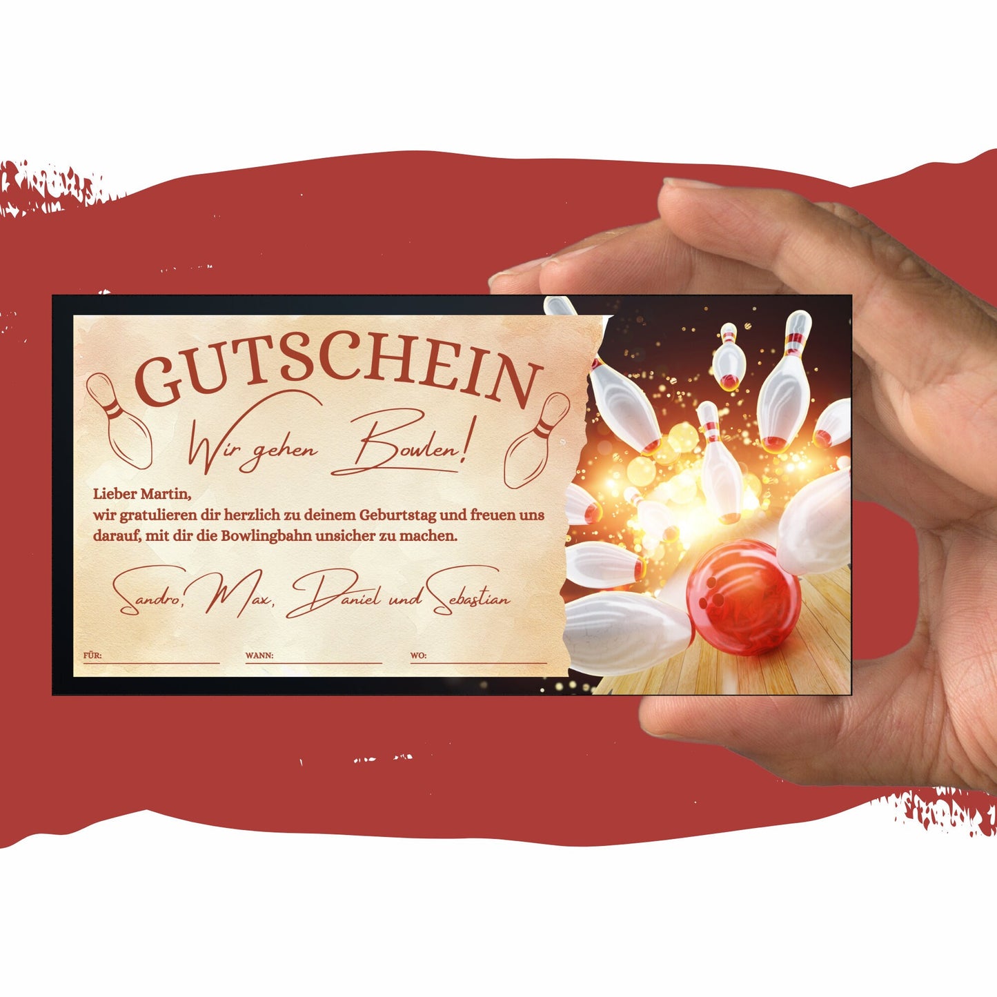 Gutschein - Bowling Kegeln Geschenkgutschein - eCARD4you