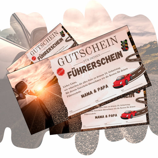 Gutschein - Führerschein Fahrstunden PKW Geschenkgutschein - eCARD4you