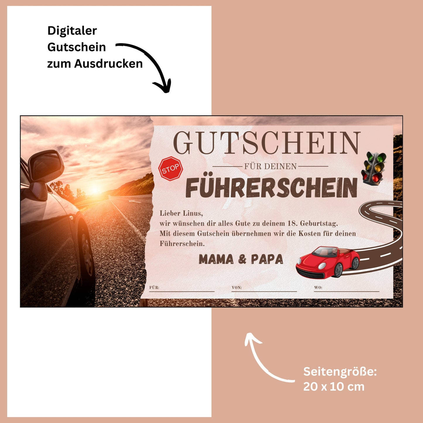 Gutschein - Führerschein Fahrstunden PKW Geschenkgutschein - eCARD4you