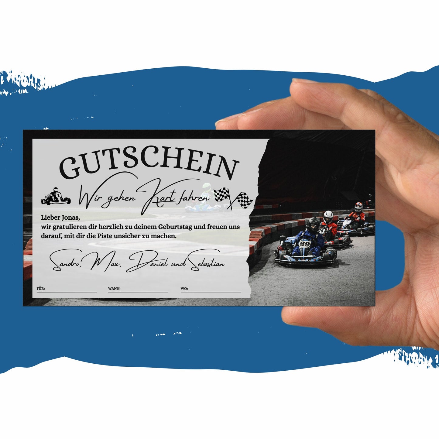 Gutschein - Go Kart Rennbahn Kartbahn Geschenkidee - eCARD4you
