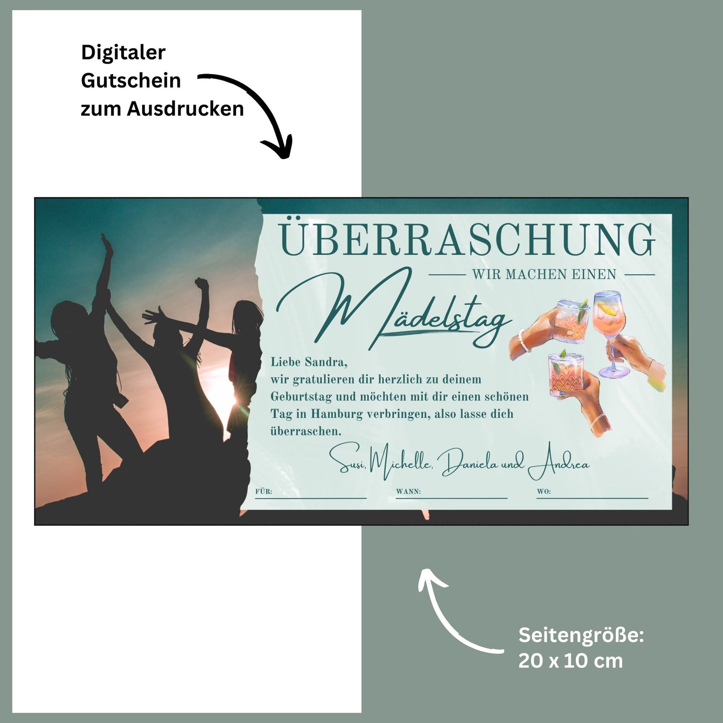 Gutschein - Mädelstag Mädelstrip Geschenkidee - eCARD4you