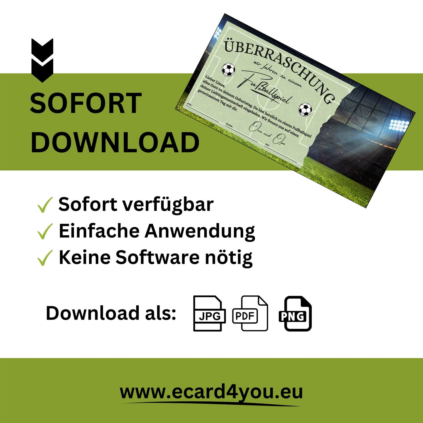 Gutschein - Stadion Besuch Fußballspiel Geschenkgutschein - eCARD4you