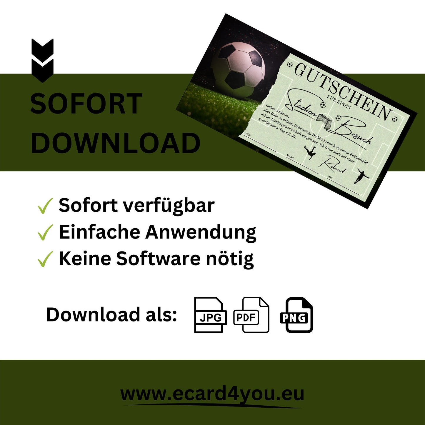 Gutschein - Stadion Besuch Fußballspiel Geschenkgutschein - eCARD4you