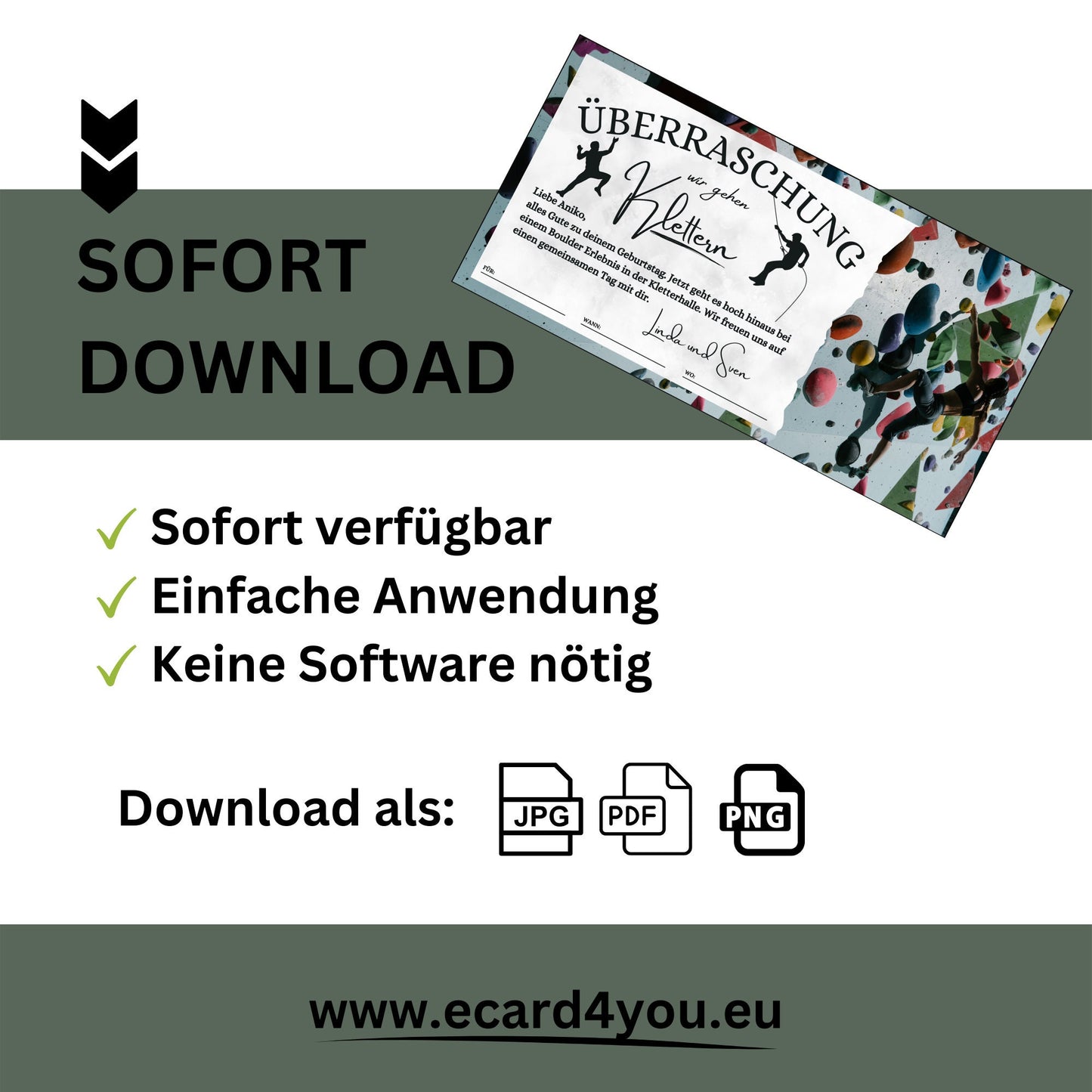 Gutschein - Kletterhalle Kletterwand Geschenkgutschein - eCARD4you