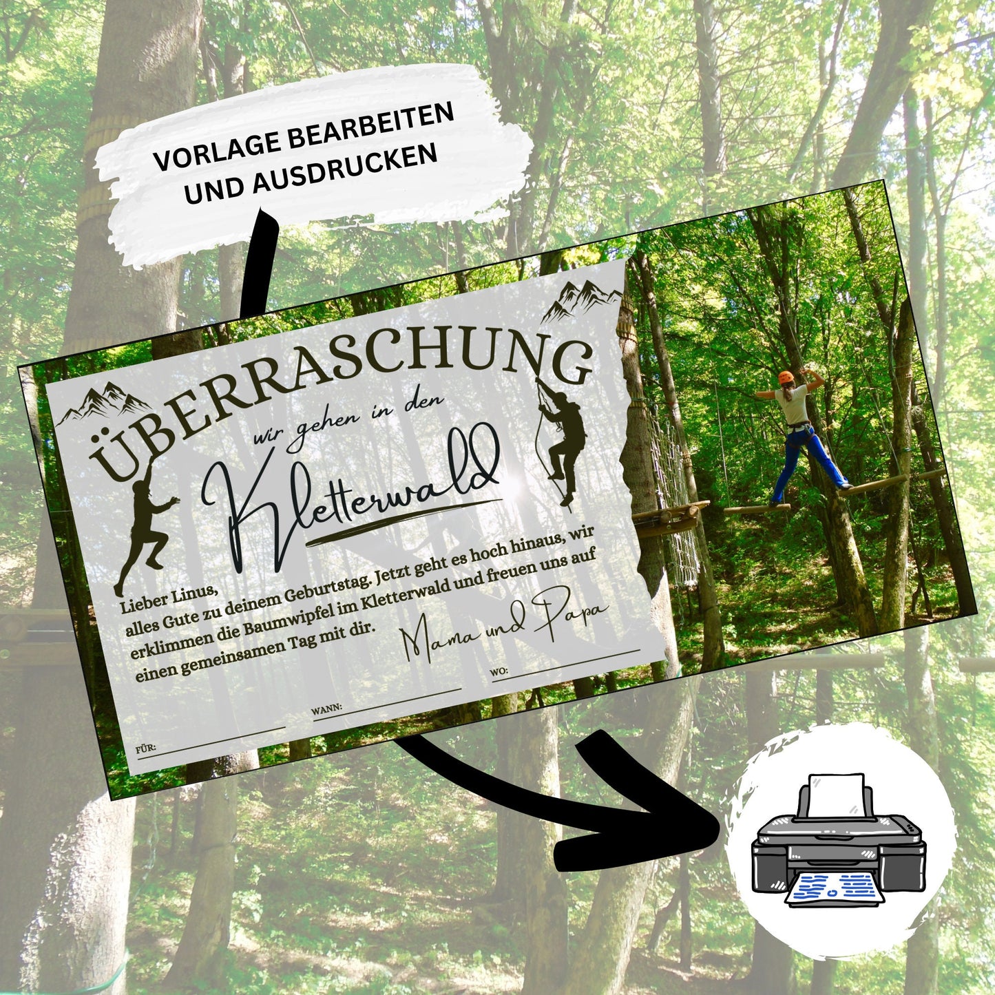 Gutschein - Kletterwald Kletterpark Erlebnisgutscheinkarte