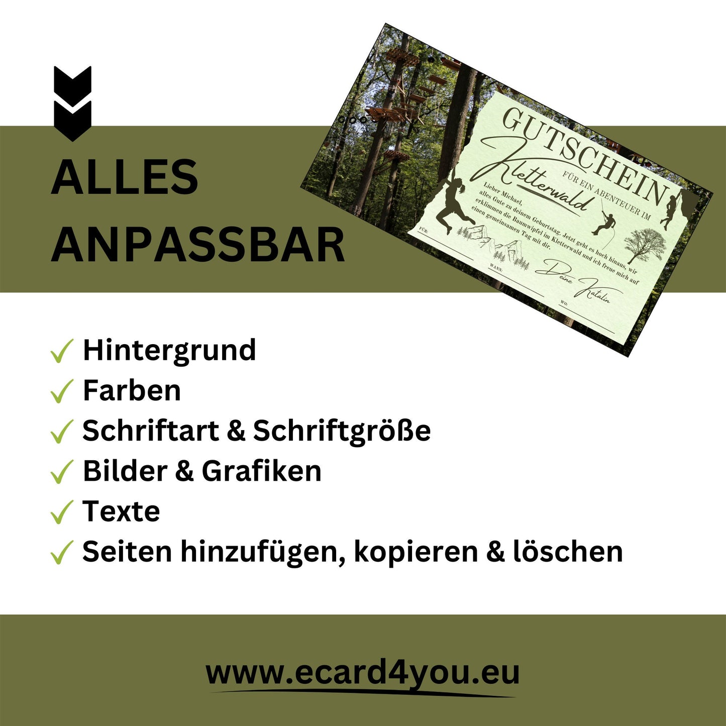 Gutschein - Kletterwald Kletterpark Erlebnisgutscheinkarte - eCARD4you