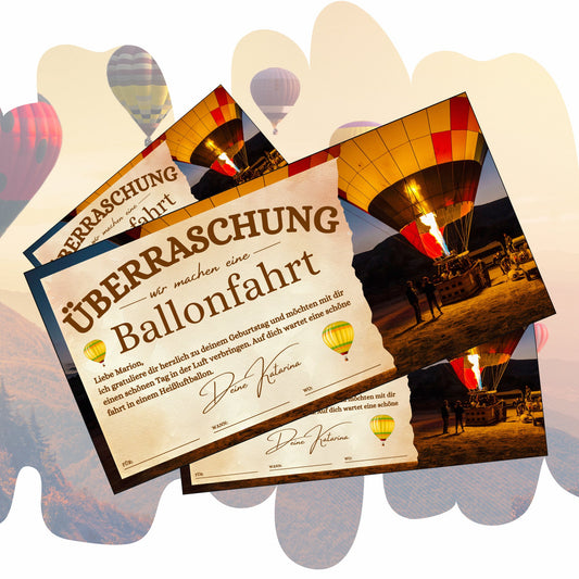 Gutschein - Ballonfahrt Heißluftballonfahrt Geschenkgutschein - eCARD4you