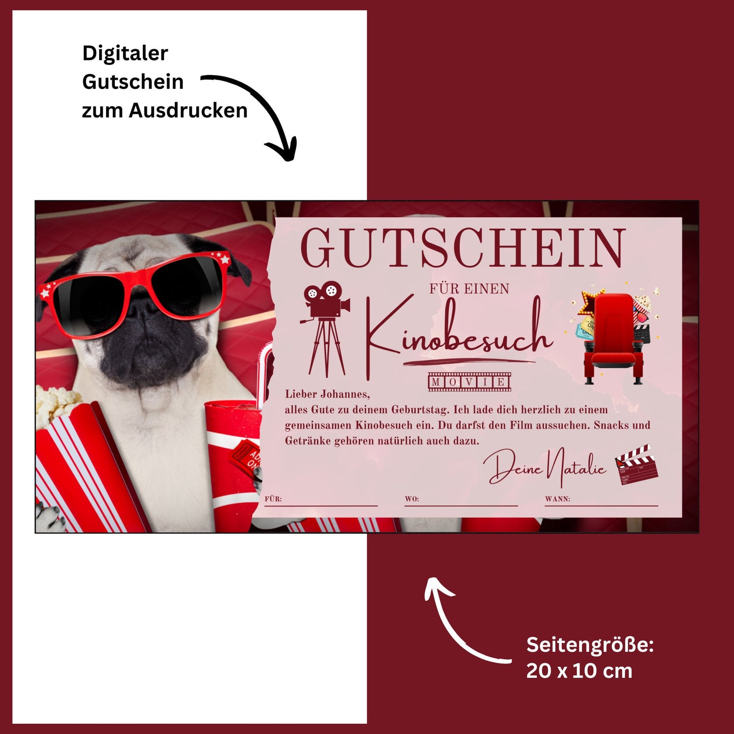 Gutschein - Kinobesuch Geschenkgutschein Geburtstag - eCARD4you