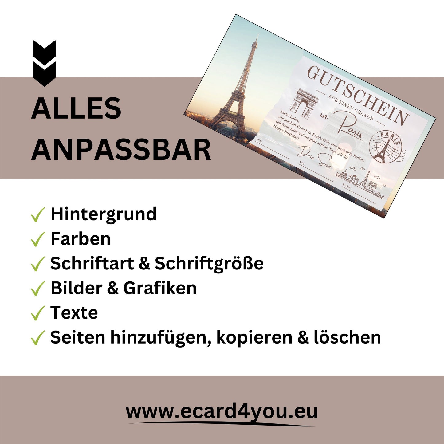Gutschein - Städtetrip Paris Frankreich Reisegutschein - eCARD4you