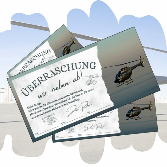 Gutschein - Helikopterflug Hubschrauber Rundflug Erlebnisgutschein - eCARD4you