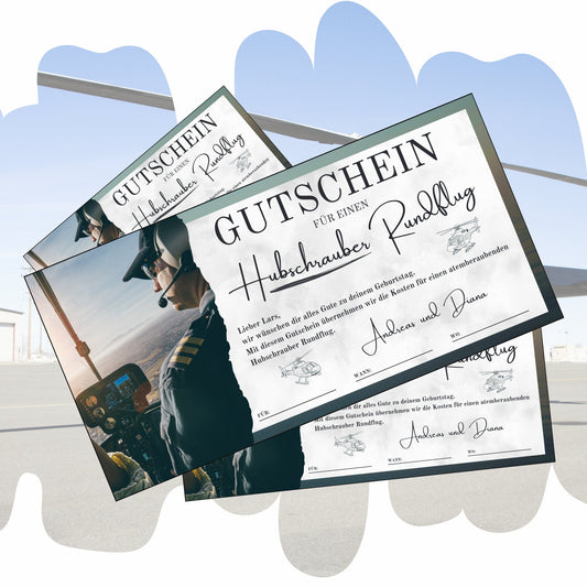 Gutschein - Helikopterflug Hubschrauber Rundflug Erlebnisgutschein - eCARD4you