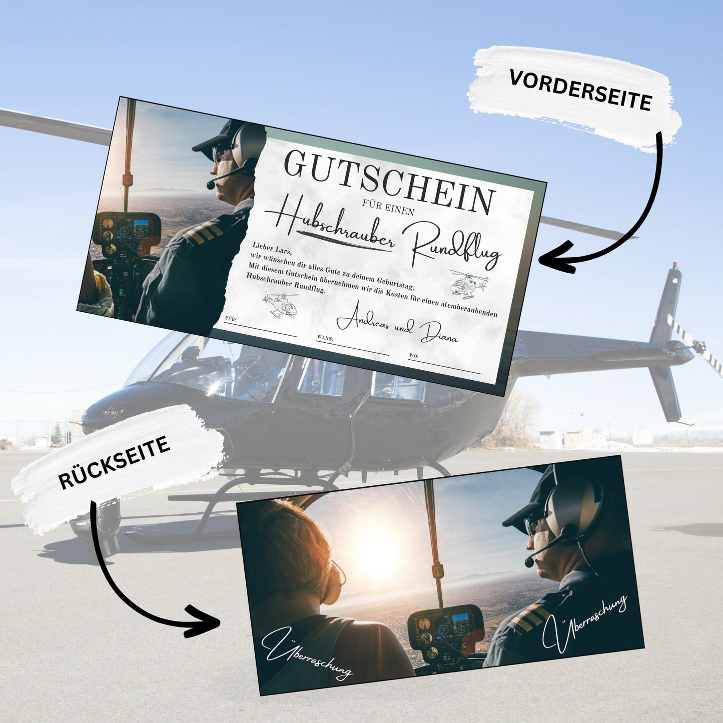 Gutschein - Helikopterflug Hubschrauber Rundflug Erlebnisgutschein - eCARD4you
