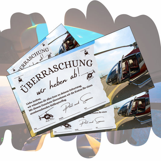 Gutschein - Helikopterflug Hubschrauber Rundflug Erlebnisgutschein - eCARD4you