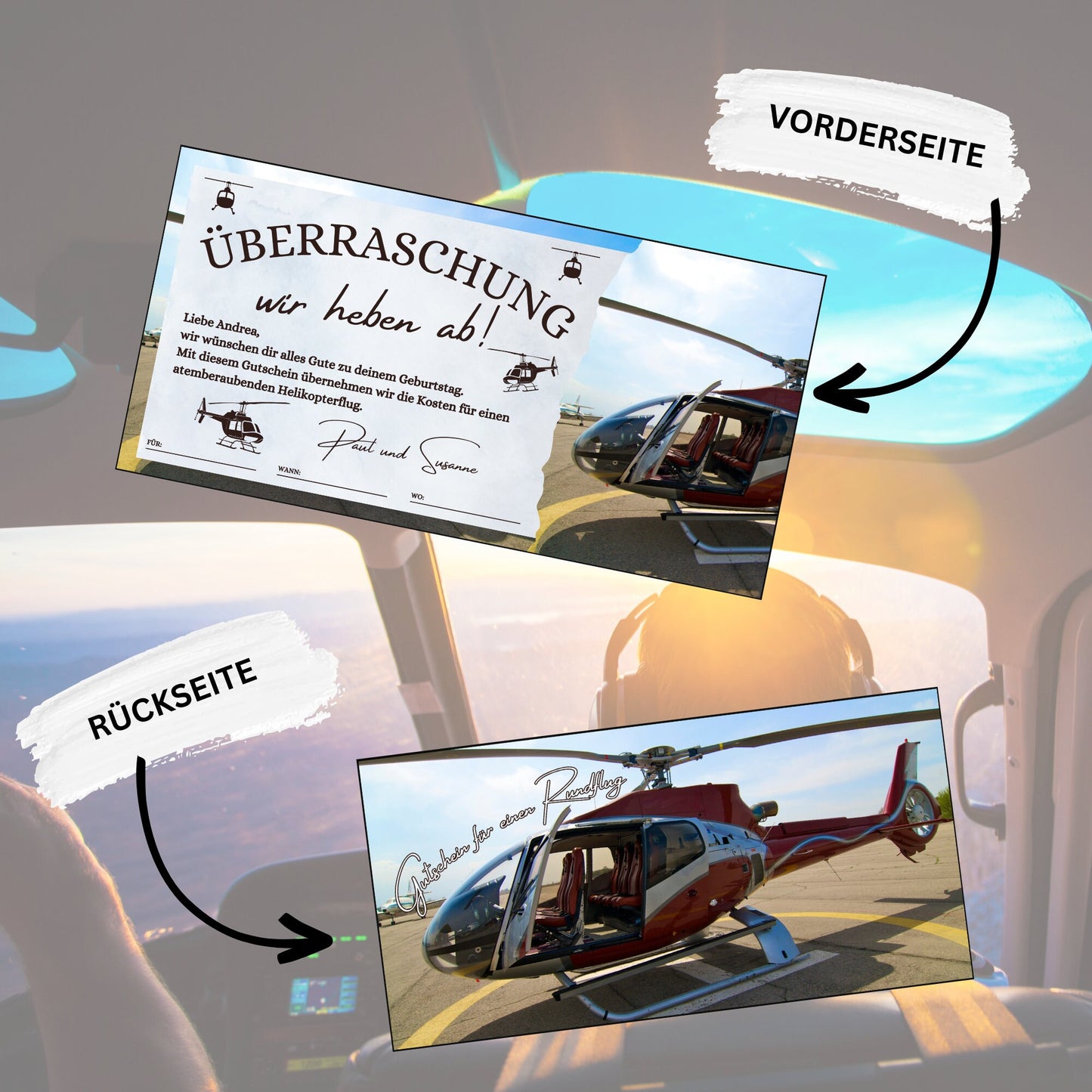 Gutschein - Helikopterflug Hubschrauber Rundflug Erlebnisgutschein - eCARD4you