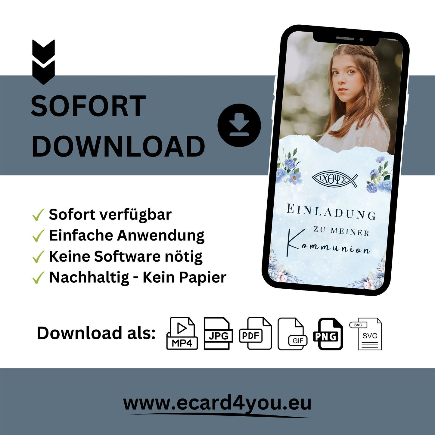 eCARD - Einladung Kommunion Christliche Zeremonie - eCARD4you