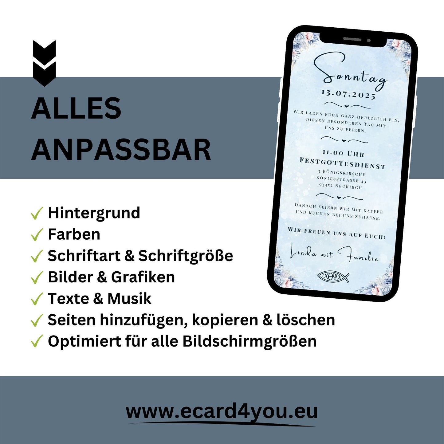 eCARD - Einladung Kommunion Christliche Zeremonie - eCARD4you