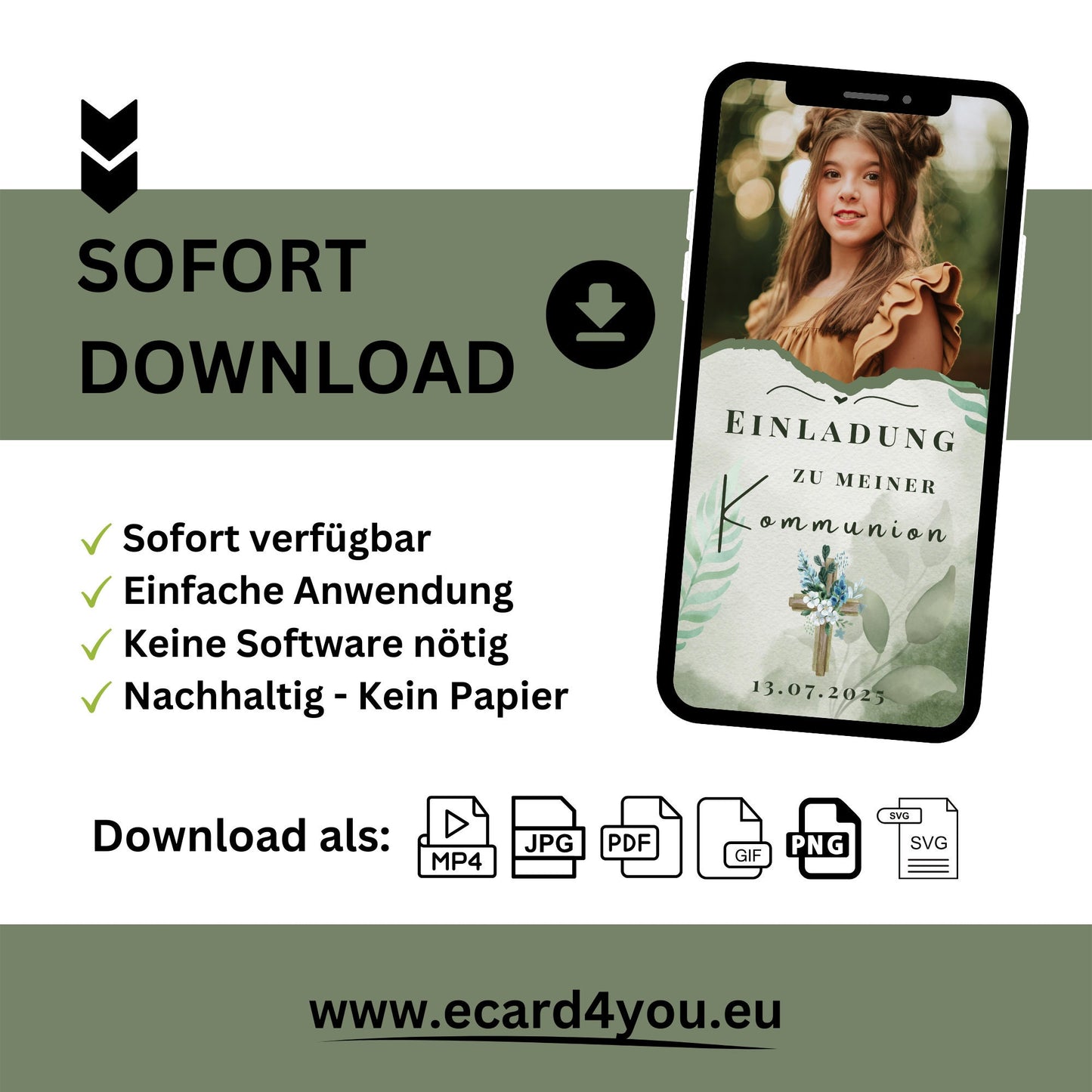 eCARD - Einladung Kommunion Christliche Zeremonie - eCARD4you